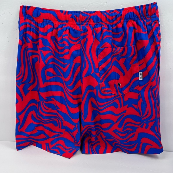 COVE, RED, LARGE BATHING SUIT/TRUNKS WITH BLUE STREAKS ALL OVER - Picture 7 of 16